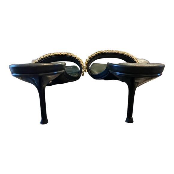 Raye Lavan Leather Heels Mule Crystal Embellishments Square Toe Black Size 8 - Picture 6 of 13